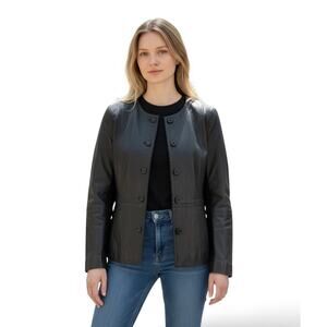 Isaac Mizrahi Live! snap closure 100% leather jacket size 4
